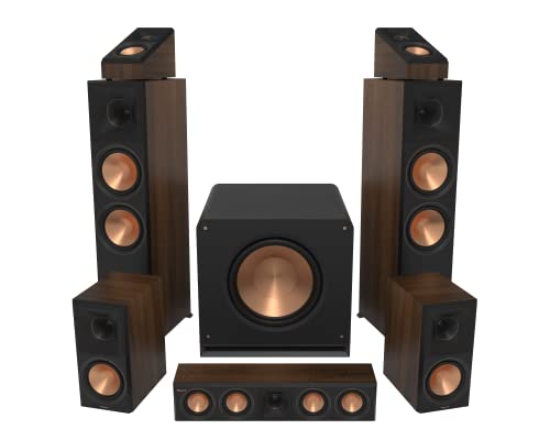 Klipsch 5.1.2 Walnut System - Model RP-8000F II, RP-404C II, RP-600M II, RP-500SA II, RP-1600SW