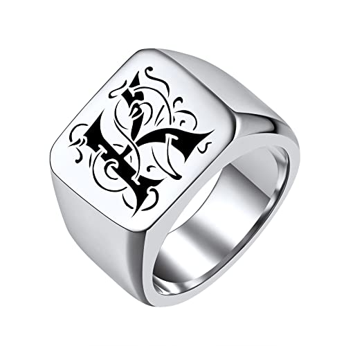 FindChic Customized Signet Photo Rings Square/Heart/Round Chunky Band Ring Stainless Steel/18K Gold Plated/Black Size 7 to 14 Personalized Jewelry for Men Women, Send Gift Box 01. personaliz