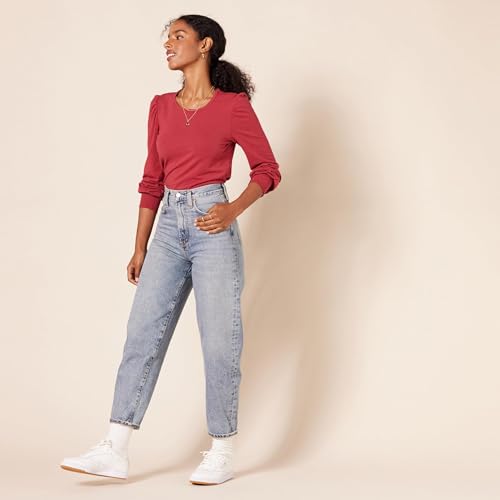 Image of Amazon Essentials Women's Long-Sleeve Crewneck Smocked Cuff T-Shirt