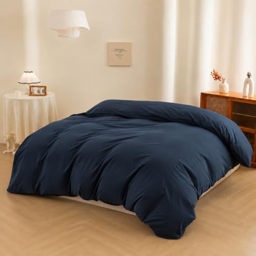 Image of Navy Blue Duvet Cover Only Ultra Soft & Breathable Comforter Cover Queen