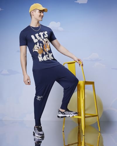 Image of Bewakoof X Cartoon Network Flintstones Men's Cotton Jersey Graphic Print Regular Fit Half Sleeve Round Neck T-Shirt | Tshirt for Men Cotton| Casual Wear | Street Wear