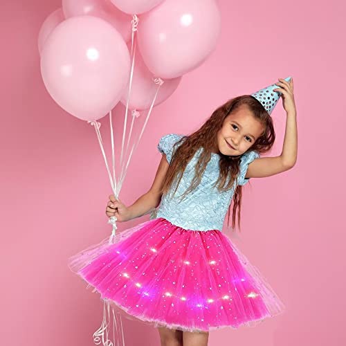 Girl Tutu Skirts, Magic Light Princess Led Dancing Skirt Tulle Ballet,Rose Red #TOP4
