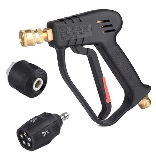 高圧洗浄ショートガン 高圧洗浄機 ケルヒャー対応 ケルヒャー ショートガン 高圧洗浄ガン（Karcher）KシリーズK2 K3 K4 K5 K6 K7 JTKに対応 M22 14mmクイックコネクトアダプター 5in1ノズル付き0〜40度調整可能