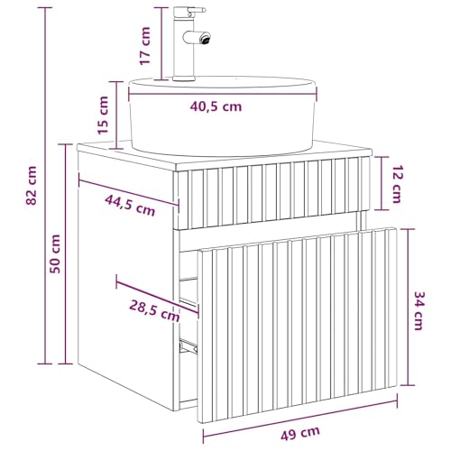 Mueble de baño de madera 49cm suspendido para lavabo pequeño 7