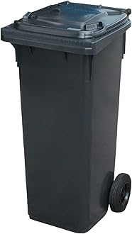 BritishBins Grey 140 ltr Wheelie Bin - Mid Size Household Wheelie Bin (For Many Councils) - Tough & Durable - For All Your Outdoor Rubbish & Recycling - EN840 Certified & Tested