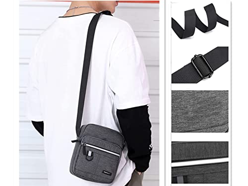 Small Canvas Crossbody Bag For Men,Small Shoulder Bag, Mini Messenger Bag For Cell Phone,Portable Mobile Phone Coin Bag,Travel Utility Passport Wallet (Grey) #TOP6
