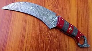 KE-0510-HK CUSTOM DAMASCUS STEEL HUNTING KARAMBIT KNIFE With Sheath Outdoors Tools Hand Forged Hunting Knife / Cutting Tool / Camping / Bushcraft Knife