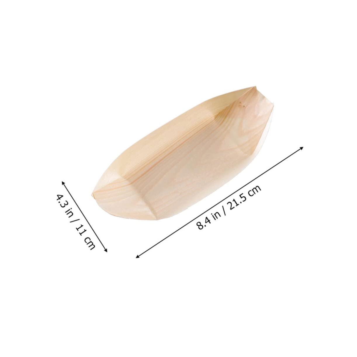 COLLBATH 100Pcs Disposable Sushi Wood Boat Plates Creative Serving Trays for Appetizers Parties and Picnics Japanese Style Food Display Containers