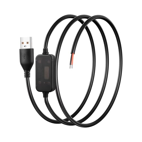SinLoon Cable de refuerzo de CC Convertidor de refuerzo USB de 5 V a 12 V, cable de refuerzo USB2.0 macho a cable desnudo adecuado para cámaras, mini parlantes, ventiladores USB, etc.   1M