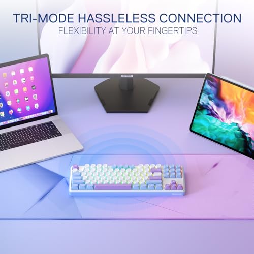Image of Redragon K707 PRO 80% Wireless Gasket RGB Gaming Keyboard, 3-Modes 87 Keys TKL Mechanical Keyboard w /Hot-Swap Socket, PBT Round Keycaps & 5-Layer Noise Dampening, Custom Linear Switch
