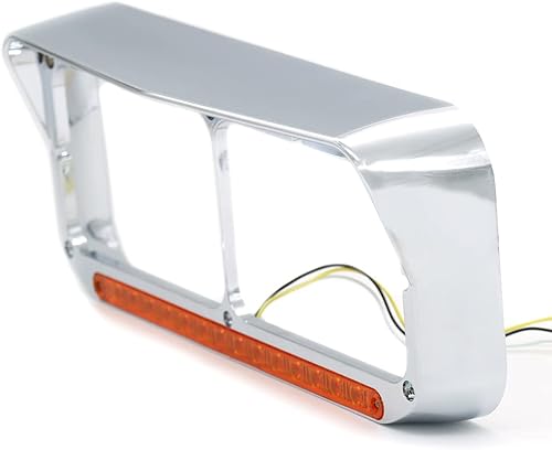 Miniatura 6 de LEAVAN 2 biseles cromados para faros delanteros de 12 pulgadas, luz LED ámbar con visera, tira de luz de 4 x 6 para camiones Kenworth T400 T600 T800