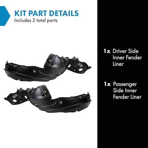 Image of TRQ Inner Fender Liner Set Compatible with 2008-2009 Honda Accord HO1248127 HO1249127