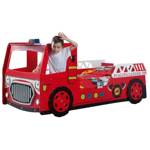 Paris Prix Lit Enfant Camion de Pompier 90x200cm Rouge
