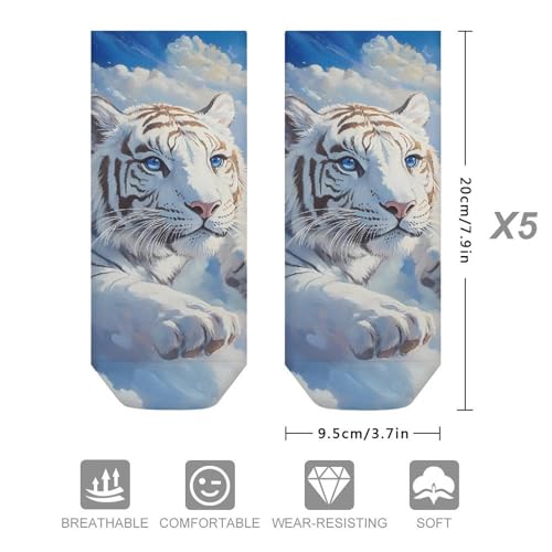 White Tiger Men's Athletic Cushioned Socks Low Cut Breathable Socks 5 Pack Non Slip for Women2