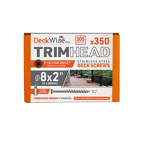 DeckWise #8x2' Trim-Head Hardwood Brown 305 Stainless Steel T15 Deck Screws Cover 100 Sq. Ft. of Decking (350 Pack)