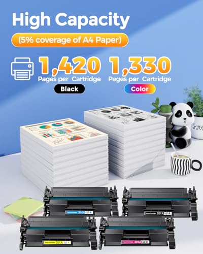 Image of 201A High Yield Toner Cartridge Replacement for HP 201A CF400A 201X Toner Cartridge for Color Laser Jet Pro M277dw M252dw MFP M277dw M277n M277c6 Printer 4-Pack, Black /Cyan /Yellow /Magenta