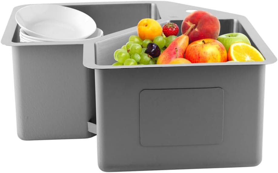 Healifty Stainless Steel Corner Kitchen Sink: Undermount Corner Butterfly Kitchen Sink Double Bowl Top Mount Universal for Laundry Restaurant Bathroom Outdoor Indoor Garage
