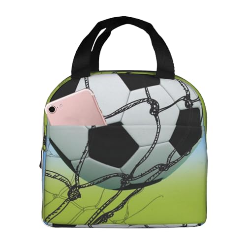 NUYFVG Borsa termica per il pranzo con stampa di rete calcistica con fodera in alluminio – Borsa termica portatile per il pranzo, borsa termica per il pranzo, organizer per lavoro, picnic, scool e