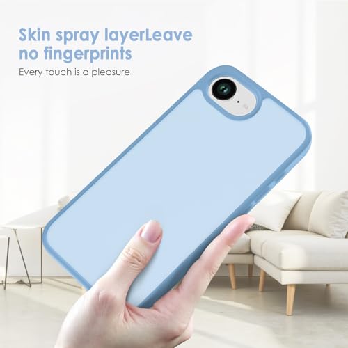 Image of TENOC Phone Case Compatible with iPhone SE (2nd 2020 and 3rd 2022 Generation) & iPhone 7 & iPhone 8, Sierra Blue Case Translucent Protective Bumper Matte Hard Back Cover for 4.7 Inch