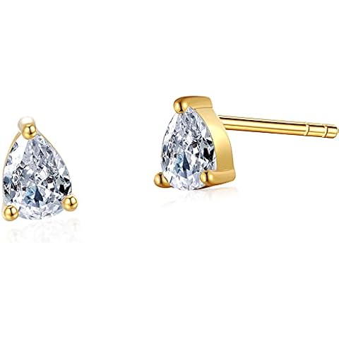 Vintage Pear Cut Stud CZ Earrings | Cubic Zirconia Solitaire Studs, Metal, Cubic Zirconia Cover