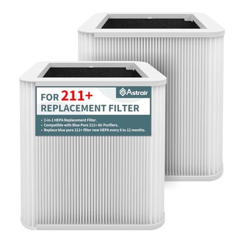 Image of 2 Pack 211+ Replacement Filter Compatible with Blue Pure 211+ Air Cleaner Purifier, 2 Stage Filtration System of Activated Carbon Filter and H13 True HEPA Filter