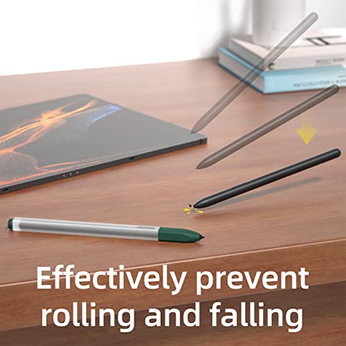 Image of Compatible with Samsung Galaxy Tab S7 /S7+ /S7 FE /S8 /S8+ /S8 Ultra /S9 /S9+ /S9 Ultra Pencil Case S Pen Case, Silicone Translucent Non-Slip Cover. (Midnight Green)