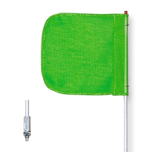 Checkers Heavy Duty Threaded Hex 12" Green Warning Whip Safety Flag with 10' Pole - Industrial Safety Flags for Trucks, Mining, Construction - Made in the USA - FS10-G