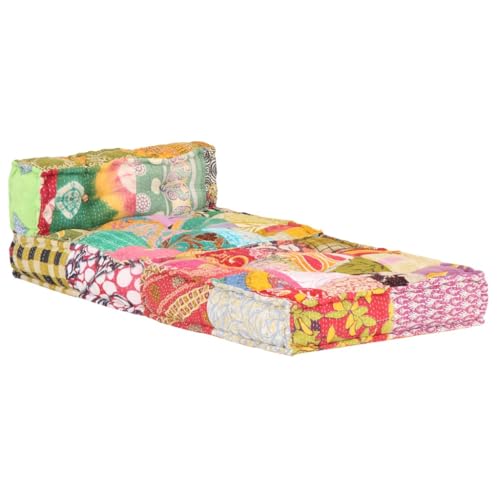Pouf modulaire patchwork coton pour véranda et salon bohème chic - 4