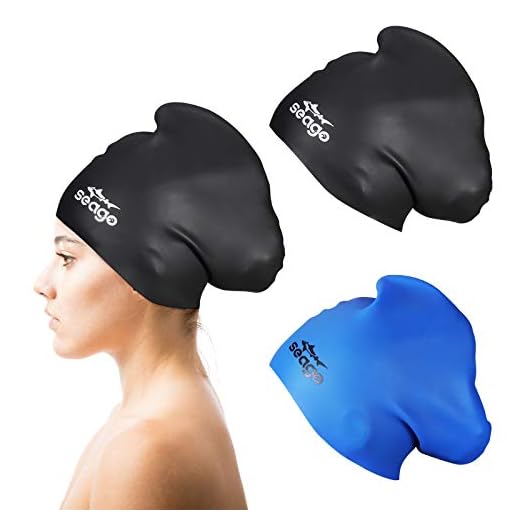Swim Cap Long Hair 2 Pack Swimming Cap for Women Silicone Swim Caps Keep Hair Dry Waterproof Comfortable Flexible Durable Bathing Cap Tear-Proof Design Large Adult Women Swimming Caps 10+ Years Girls