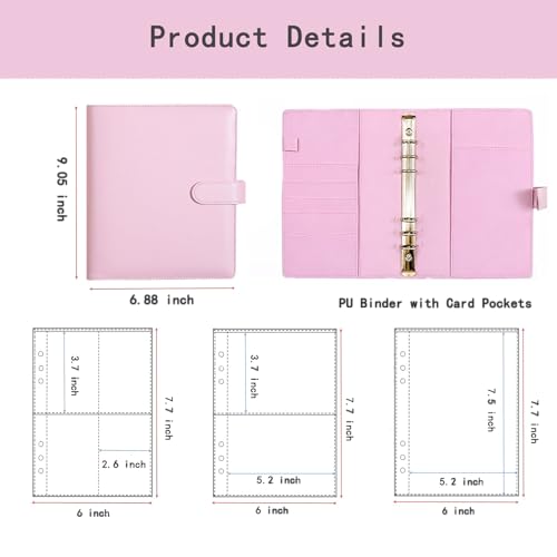 Image of Sticker Binder Organizer with Storage Sleeves,Reusable Stickers Collecting Book Album Holder, A5 Blank Sticker Container Organizer-Pink