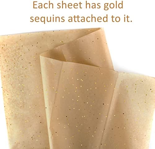 ASTARON Glitter Tissue Paper for Wrapping 50x66cm, Glitter Paper Brown Tissue Paper Sheets for Bouquet Packaging Christmas Birthday Gift Wrapping Crafts Supplies 10 Sheets
