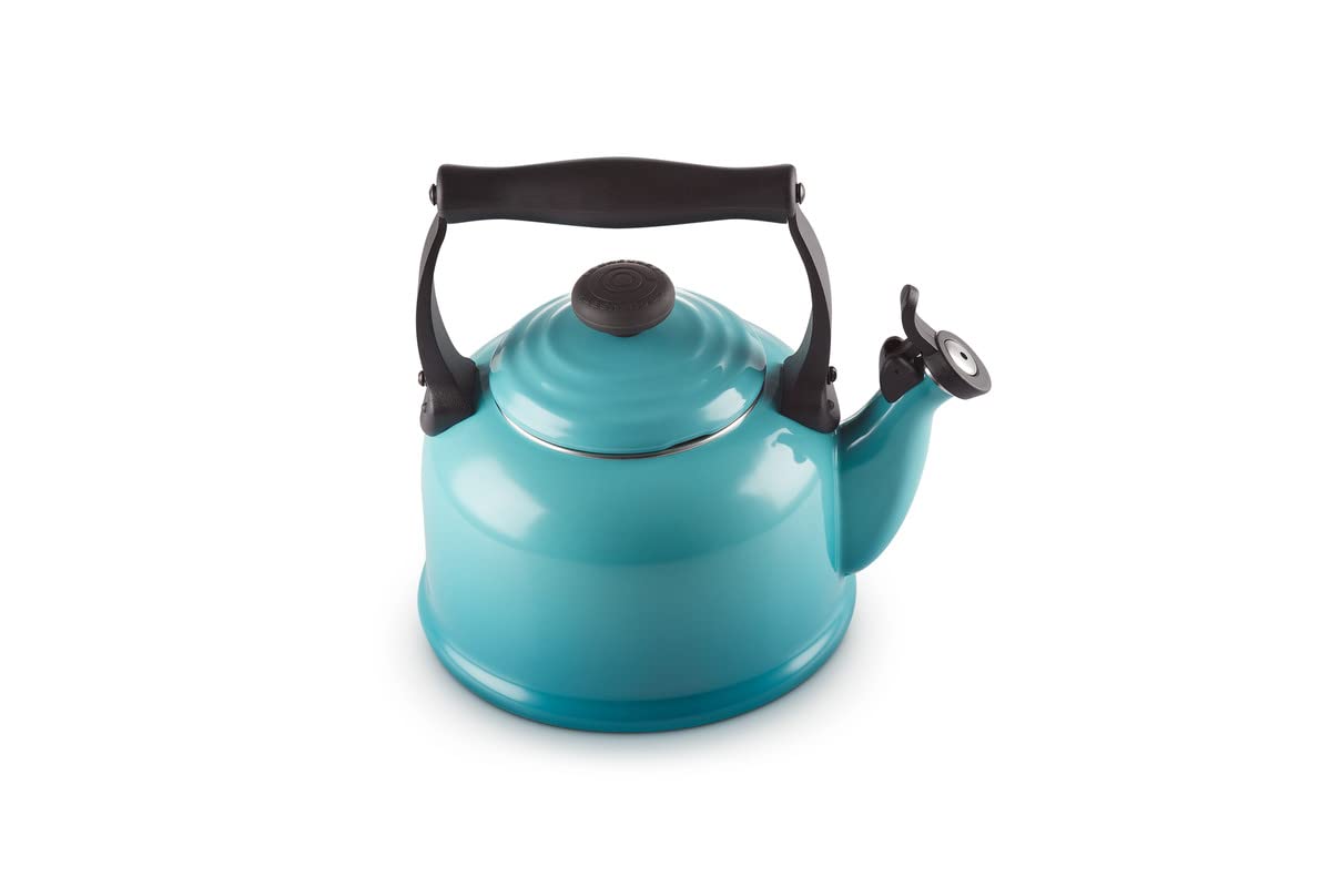 Le Creuset Traditional Stove-Top Kettle with Whistle, Suitable for All Hob Types Including Induction, Enamelled Steel, Capacity: 2.1 L, Caribbean