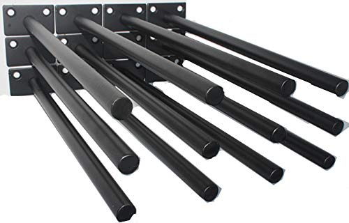 12 Pcs 10" Black Solid Steel Floating Shelf Bracket Blind Shelf Supports - Hidden Brackets for Floating Wood Shelves - Concealed Blind Shelf Support – Screws and Wall Plugs Included