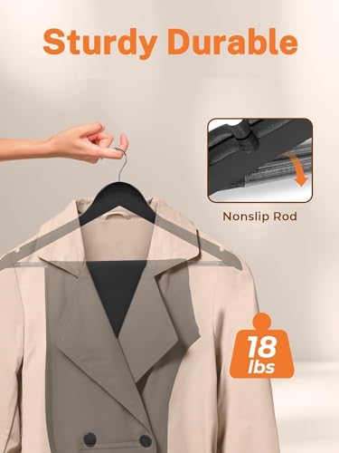 Image of Wooden Hanger for Clothes Hanging Wooden Hangers for Wardrobe Pack of 4 (Black)
