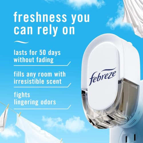 Febreze Plug in Air Freshener, Odor-Fighting Scented Oil Refill, Air Fresheners for Home and Bathroom and Kitchen, Long Lasting for Strong Odors, Linen & Sky Scent, 0.87oz Refills, 4 Count - image 2
