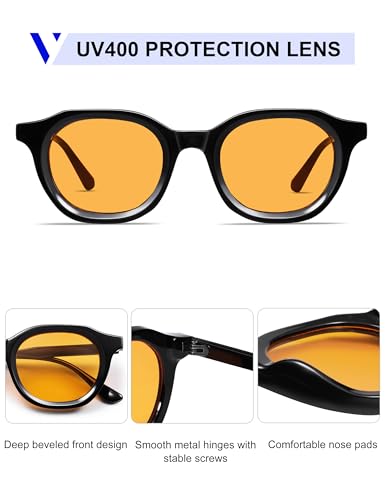 VANLINKER Retro Round Sunglasses for Men Women Vintage Circle Shades VL9829 46mm3