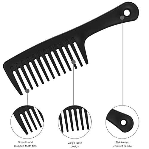 Peine de dientes anchos anti-enredos, negro miniatura 4