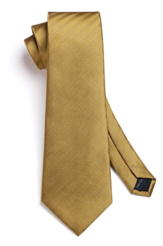 Image of HISDERN Mens Striped Tie and Pocket Square Set Necktie for Men | soft smooth texture, wrinkle-free, neat hand-tied knot, gifting ready, regular 3.4 width, coordinated look, business wedding