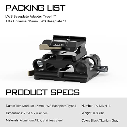 TILTA Modular 15mm LWS Baseplate Adapter Type I with ARCA Adapter Compatible with Most Tilta Camera Cage Black TA-MBP1-B - Image 3