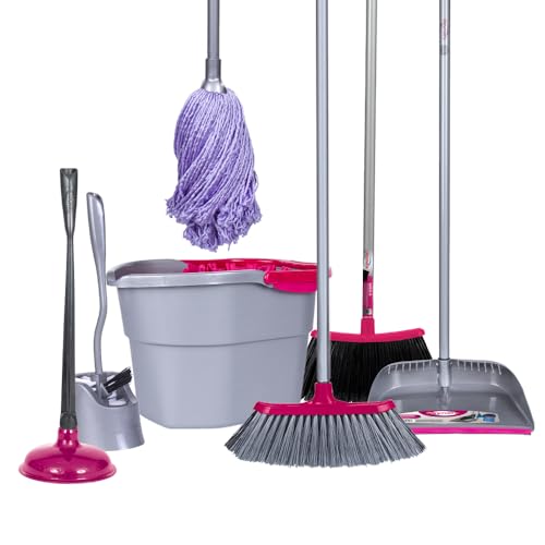 Opiniones y reviews de Cepillos y mopas - los más vendidos. 45 Reynera Kit Mop Kit de Limpieza Doméstica: Mop, Escoba Dual y Esencial, Cubeta, Recogedor Abatible, Cepillo Sanitario, Bomba Destapacaños, Todo lo Que Necesitas para Mantener tu...