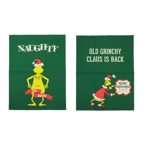 Bioworld The Grinch Old Grinchy Claus 2-Pack Kitchen Towels