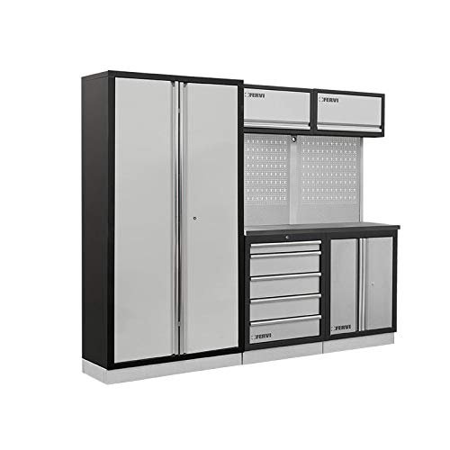 Fervi A008T - Decoración modular para taller con plataforma de acero inoxidable