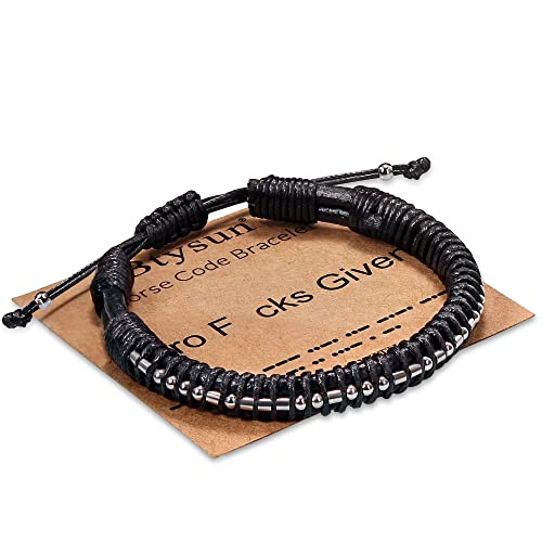 Image of Btysun Fathers Day Gift, Gifts for Men Morse Code Bracelets for Men 2026 Graduation Gifts Mens Bracelet for Him Boyfriend Husband Leather Bracelet Motivational Birthday Jewelry Stocking Stuffers