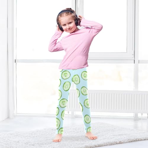 Cucumber Slices Girls Leggings,Workout Leggings for Girls Toddler Athletic Legging Size for 3-10T4