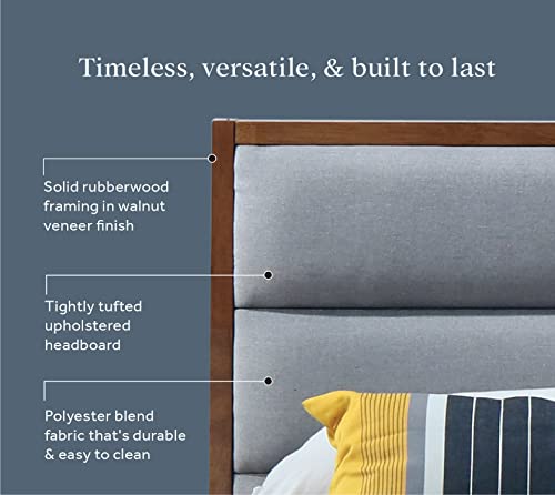 Dg Casa Orlando Mid Century Modern Upholstered Platform Bed Frame With Horizontal Channel Headboard And Full Wooden Slats, Box Spring Not Required - Queen Size In Gray Fabric #TOP3