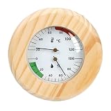 ReachMall Termometro e igrometro per sauna, in legno, con quadrante meccanico ad alta precisione, senza batteria, per bagno turco, centro benessere spa