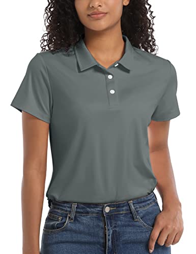 Magcomsen MCS-A23W3010-530-GREY-S Tennis Shirts For Women Polo Short Sleeve Golf Quick Dry Athletic Collared Shirts Upf 50+ Work Tops Grey,S thumb #1