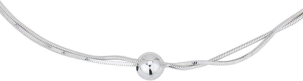 Vanbelle Sterling Silver Jewelry - Rhodium Plated with 925 Stamp - Double Layer Plain Anklet for Women - Classic Foot Jewelry - Plain Silver Bead - 9" long Plus 1" extender - Image 2