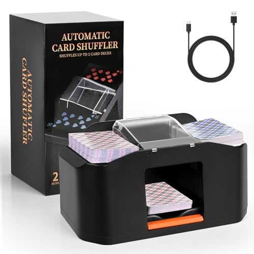 Diealles Shine Melangeur de Carte Électronique, Mélangeur de Cartes à Jouer à 2 Plats, 2000mAh Batterie Trieur de Carte pour Jeux de Cartes UNO Texas Holdem Home Blackjack Casino Poker