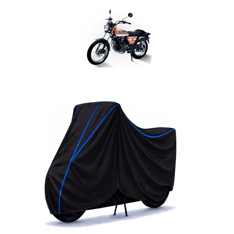 Image of Cleveland Cyclewerks Ace Deluxe BS6 Bike Cover Water Resistant Universal Motorcycle Rain | Heavy Duty UV Protection, Dust, Scratch Indoor Outdoor All Weather with Black Blue Piping Elastic